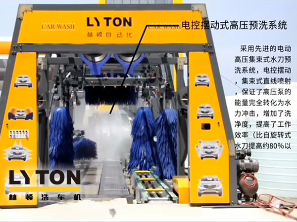 林頓電腦洗車機電控擺動式高壓預洗系統——電動高壓集束式水刀預洗系統、電動擺動、集束式直線噴射